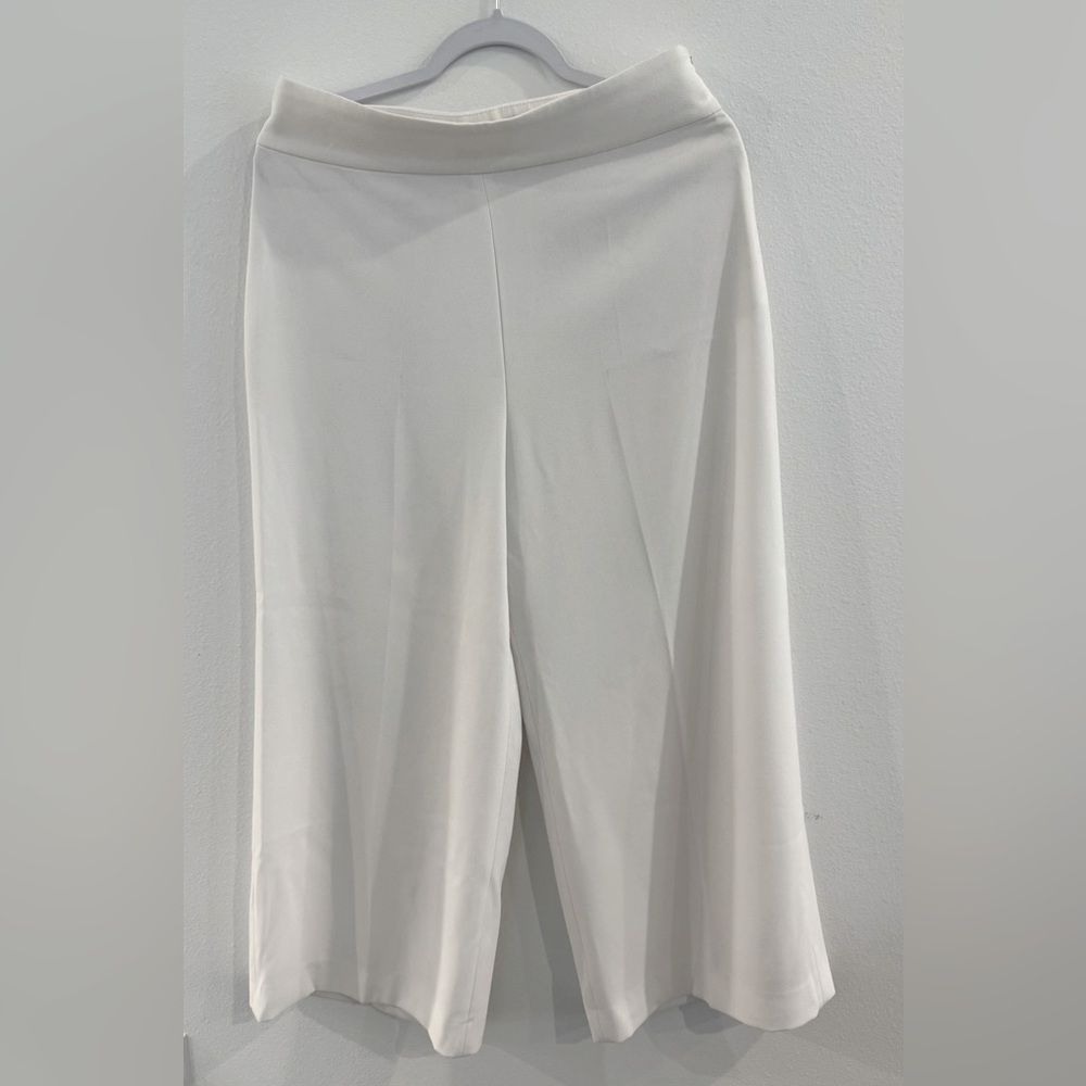 ZARA White High Waisted Wide Leg Culottes Pant - Picture 4 of 8